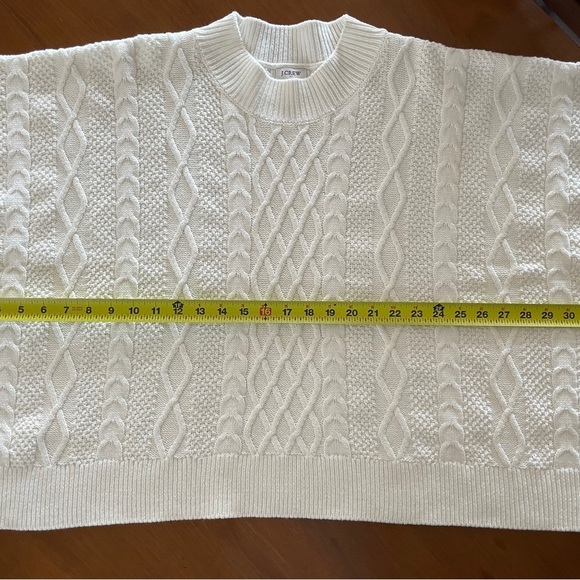 J.Crew Fisherman Women's White Cable Knit Poncho Sweater, One Size - Picture 9 of 10